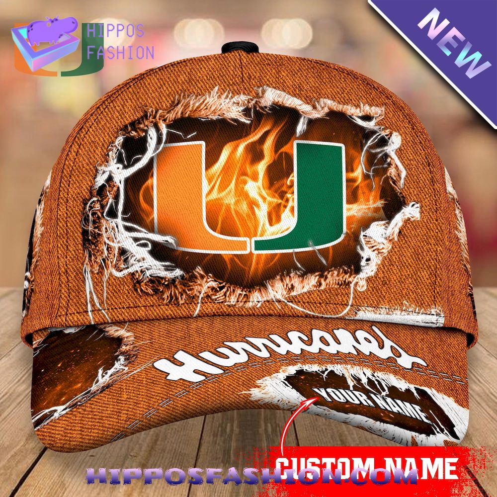 Miami Hurricanes Custom Name Baseball Cap