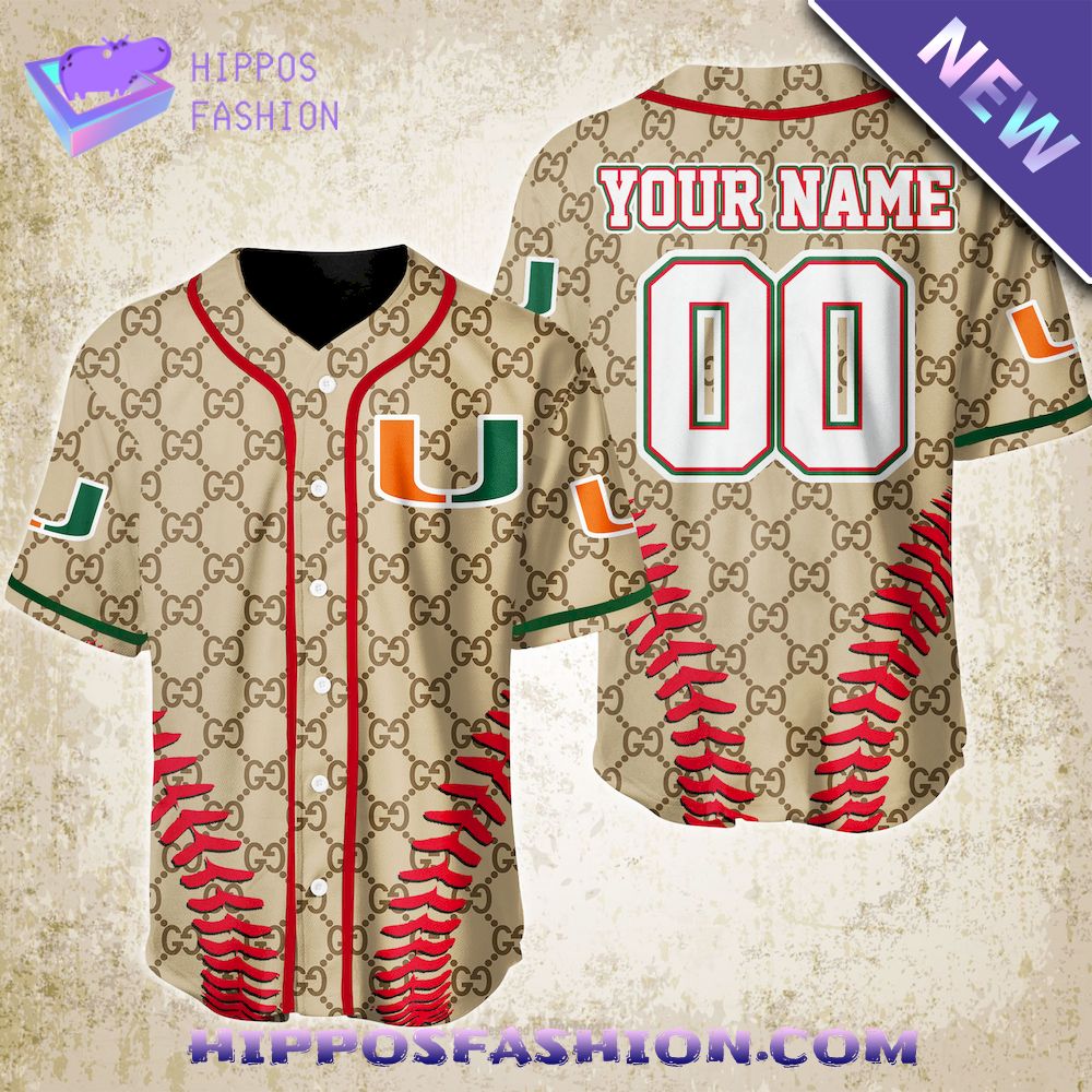 Miami Hurricanes Gucci Personalized Baseball Jersey