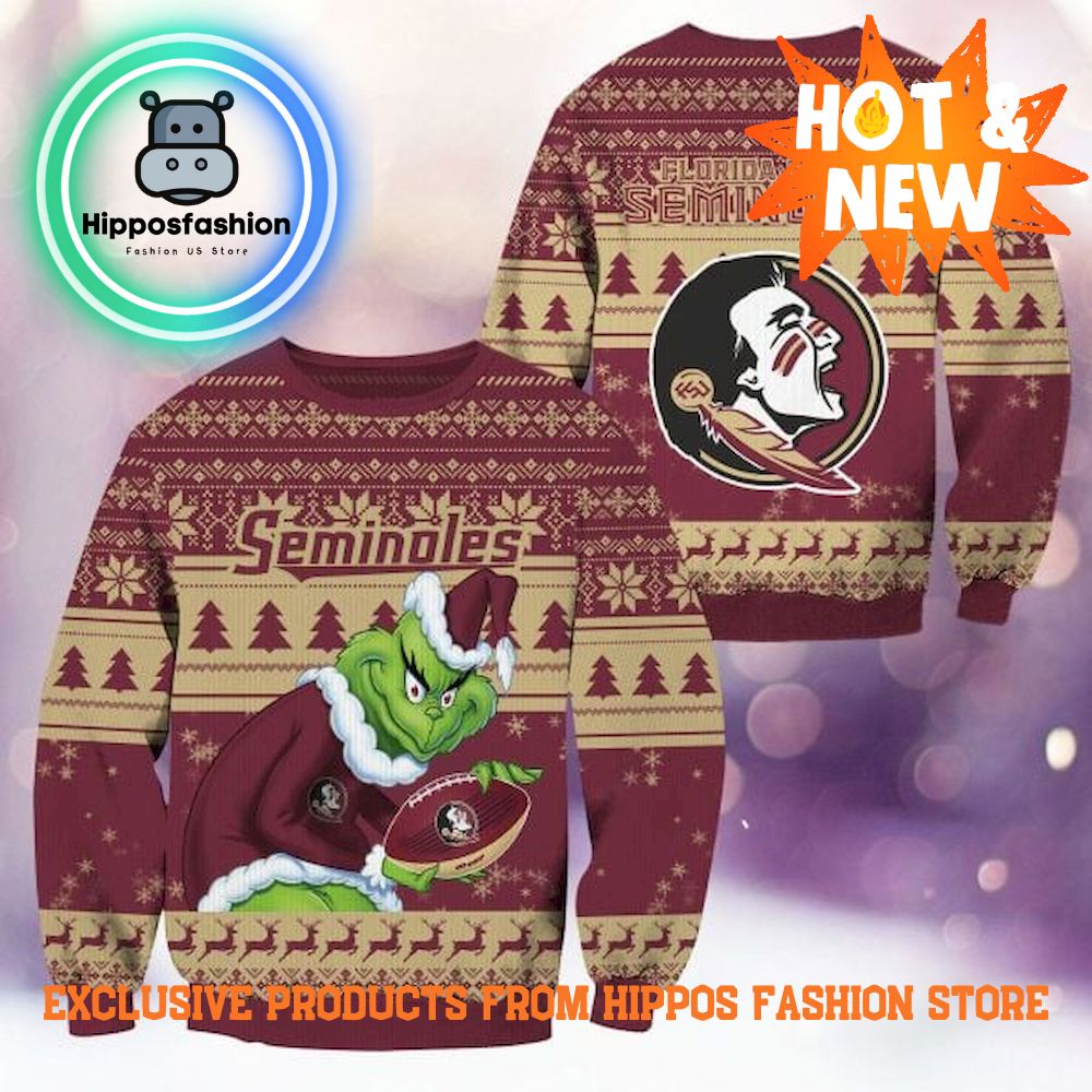NCAA Florida State Seminoles x Grinch Ugly Christmas Sweater