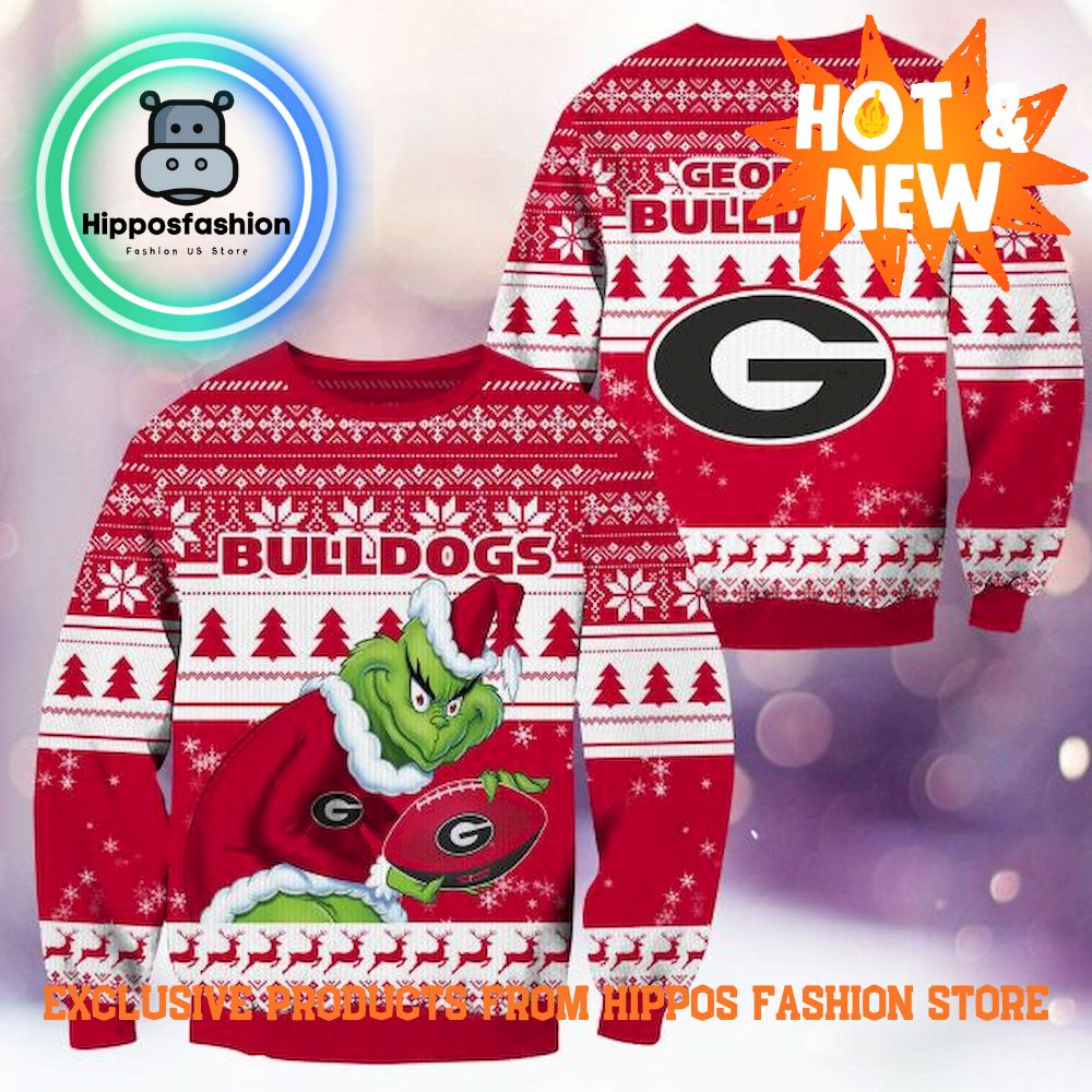 NCAA Georgia Bulldogs x Grinch Ugly Christmas Sweater