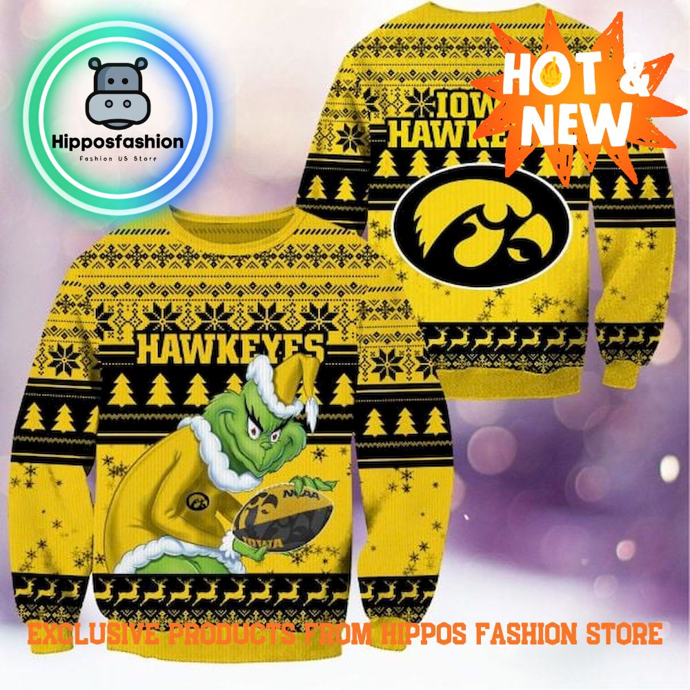 NCAA Iowa Hawkeyes x Grinch Ugly Christmas Sweater