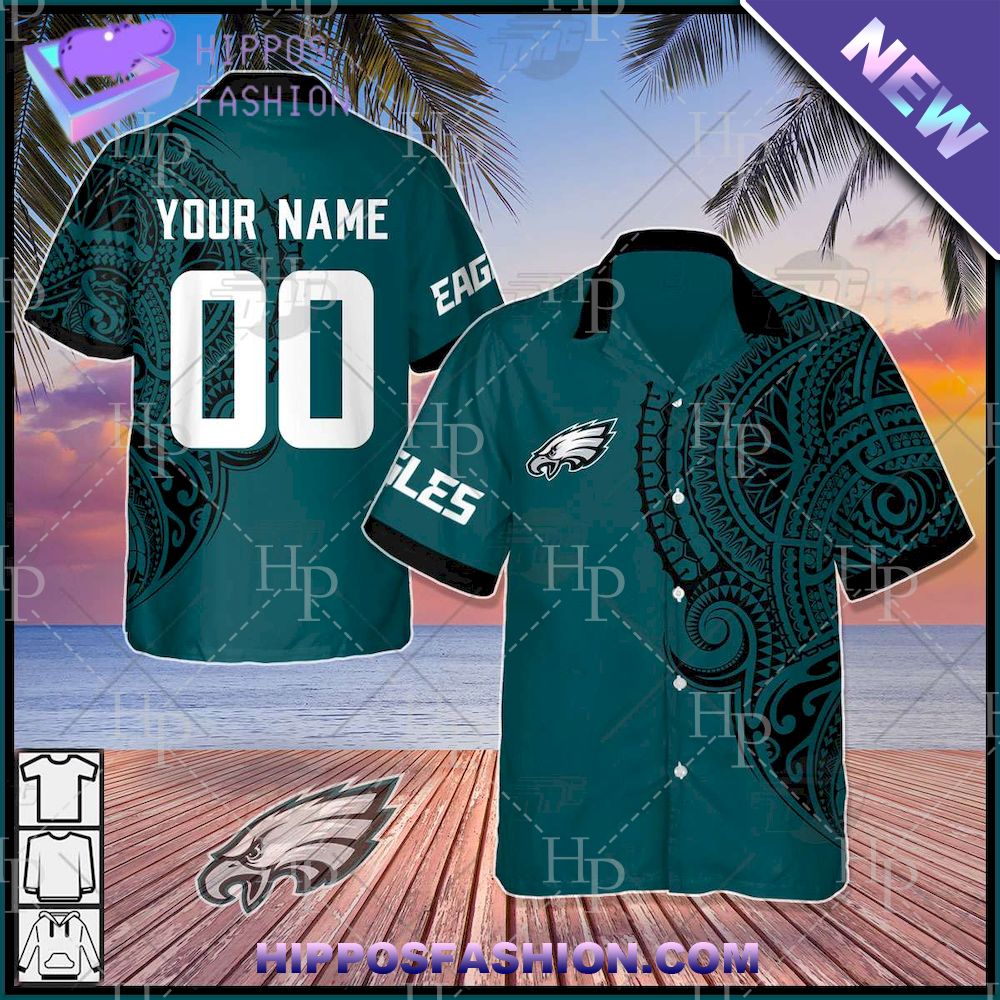 NFL Philadelphia Eagles Polynesian Tattoo Personalized Hawaiian Shirt