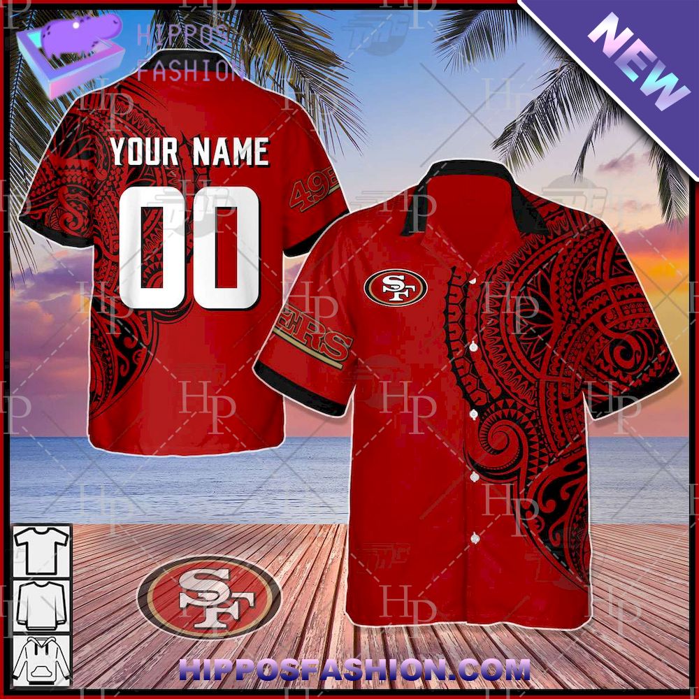 NFL San Francisco 49ers Polynesian Tattoo Personalized Hawaiian Shirt