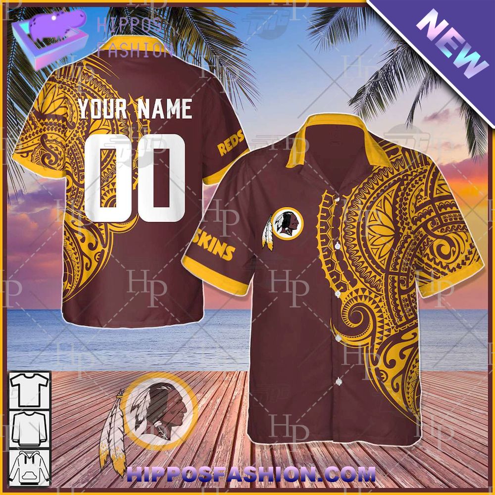 NFL Washington Redskins Polynesian Tattoo Personalized Hawaiian Shirt