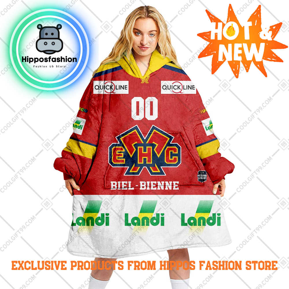 NL Hockey Ehc Biel Home Style Personalized Blanket Hoodie