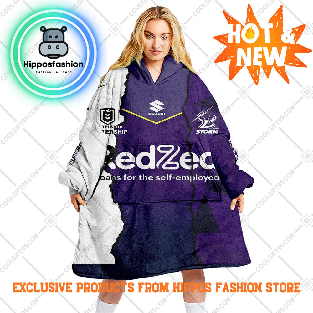 NRL Melbourne Storm Mix Personalized Blanket Hoodie
