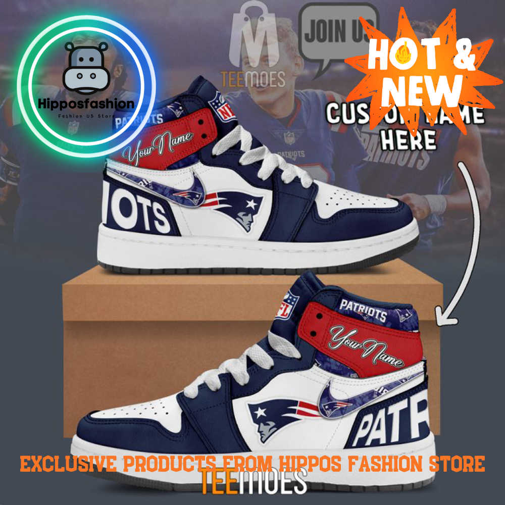 New England Patriots Customized Air Jordan Sneakers Shoes lqoQ.jpg