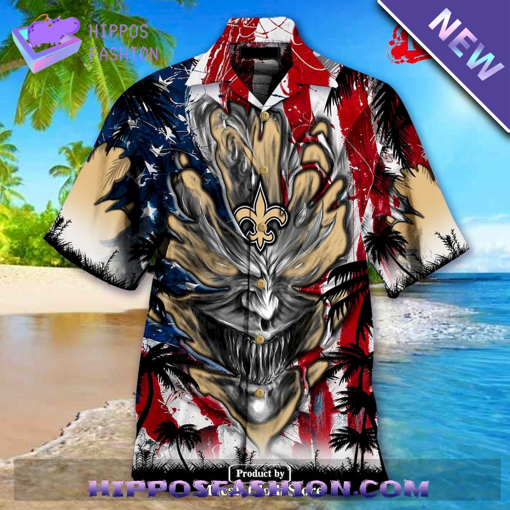 New Orleans Saints US Memorial Day Demon Face Personalized Hawaiian Shirt