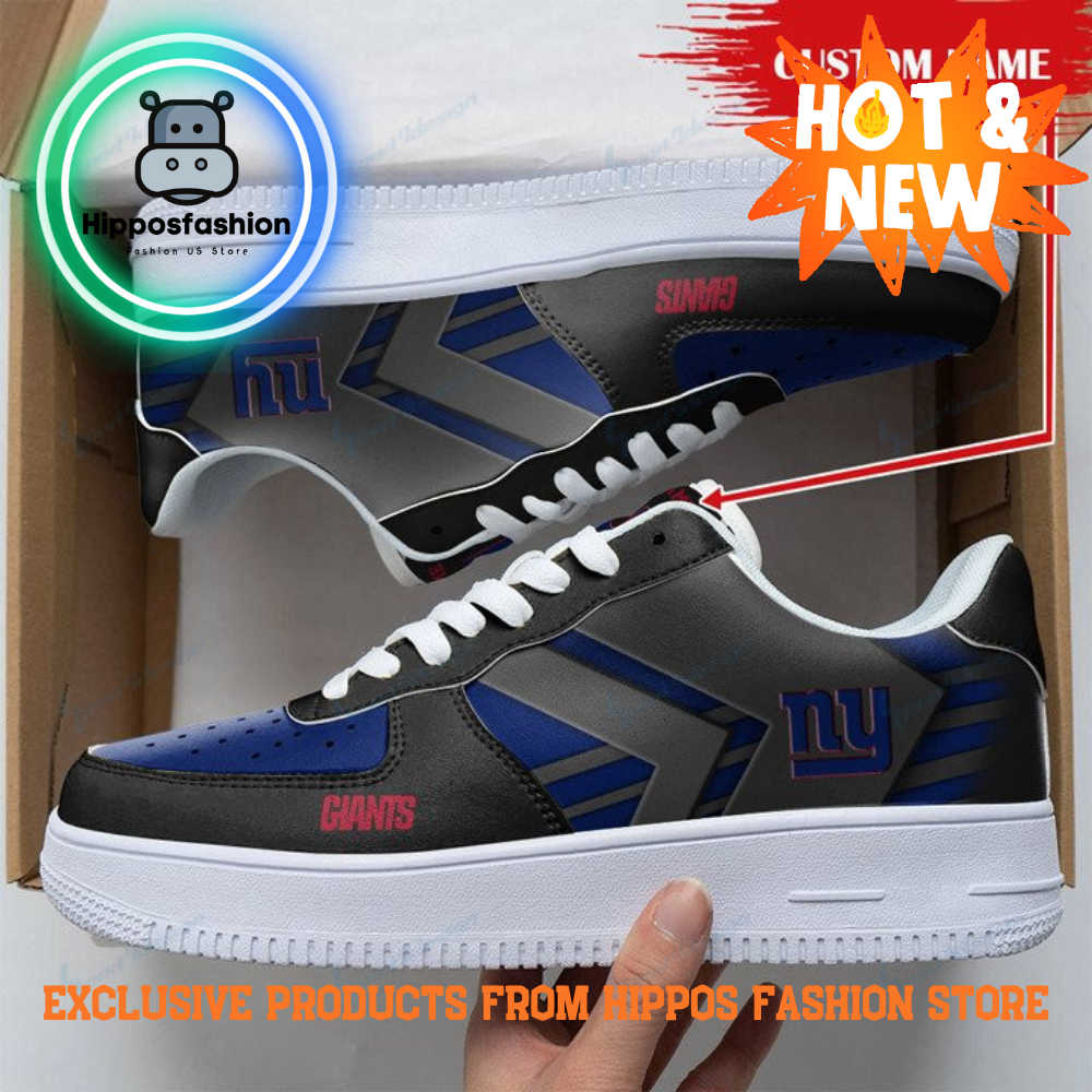 New York Giants Black Personalized Air Force 1 Sneakers