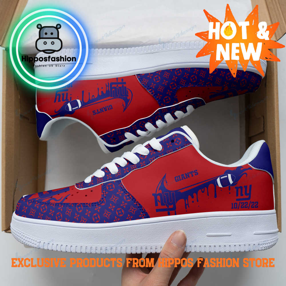 New York Giants NFL Blue Red Air Force 1 Sneakers
