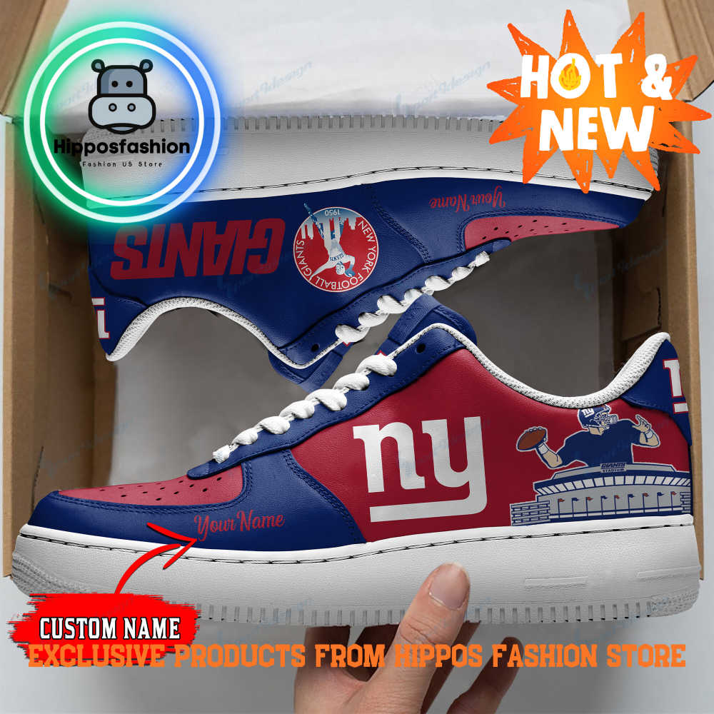 New York Giants Red Blue Personalized Air Force 1 Sneakers