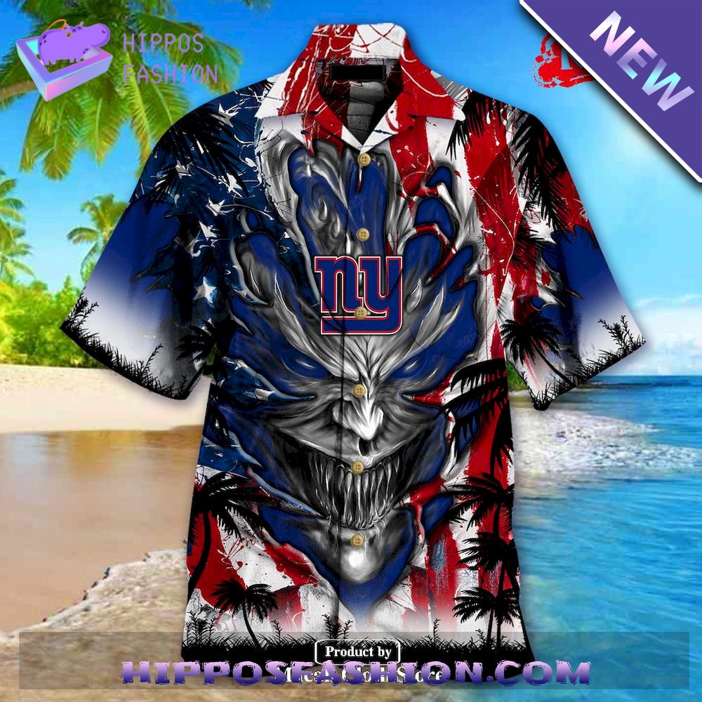 New York Giants US Memorial Day Demon Face Personalized Hawaiian Shirt