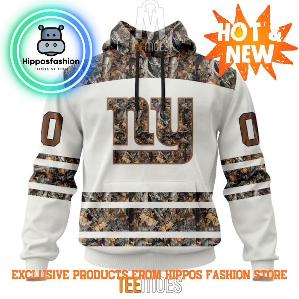 New York Giants White Camo Hunting Design Personalized Hoodie