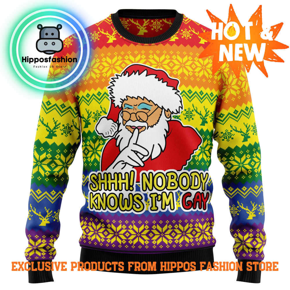 Nobody Knows Im Gay Ugly Christmas Sweater eLeB.jpg