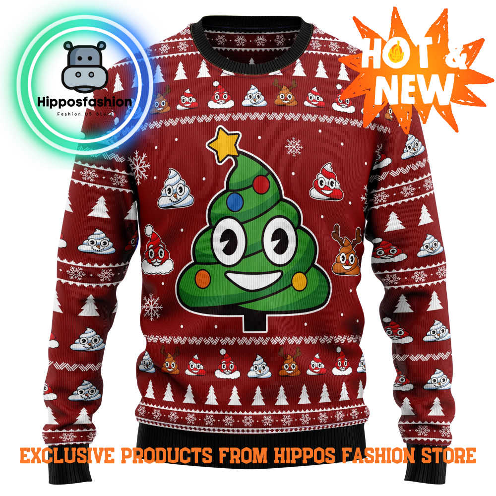 Poop Christmas Tree Emoji Funny Ugly Christmas Sweater