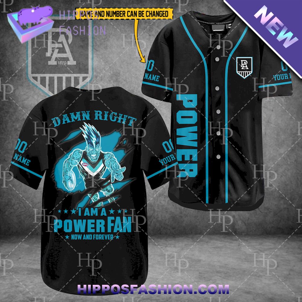 Port Adelaide Power AFL Personalized Baseball Jersey
