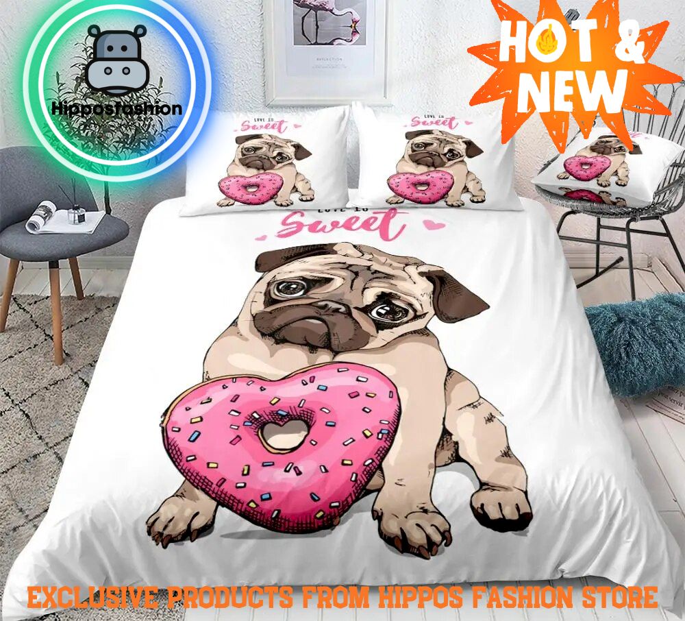 Pug Cartoon Pet Bedding Set