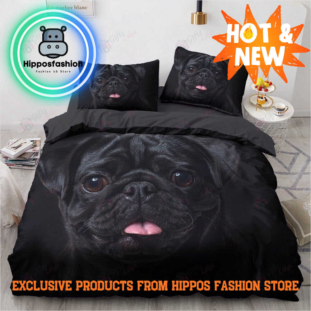 Pug Lover Luxurious Black Bedding Set