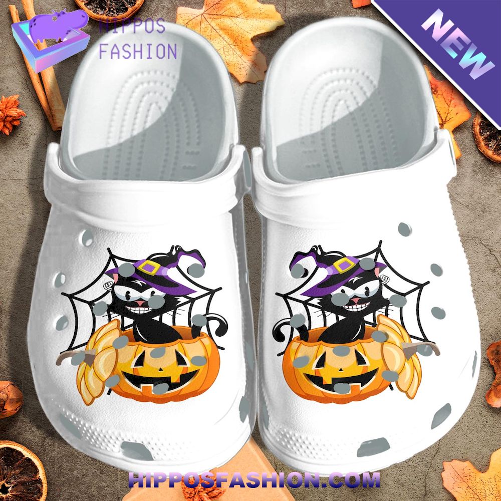 Pumpkin Cat Witch Halloween Crocs Clog Shoes