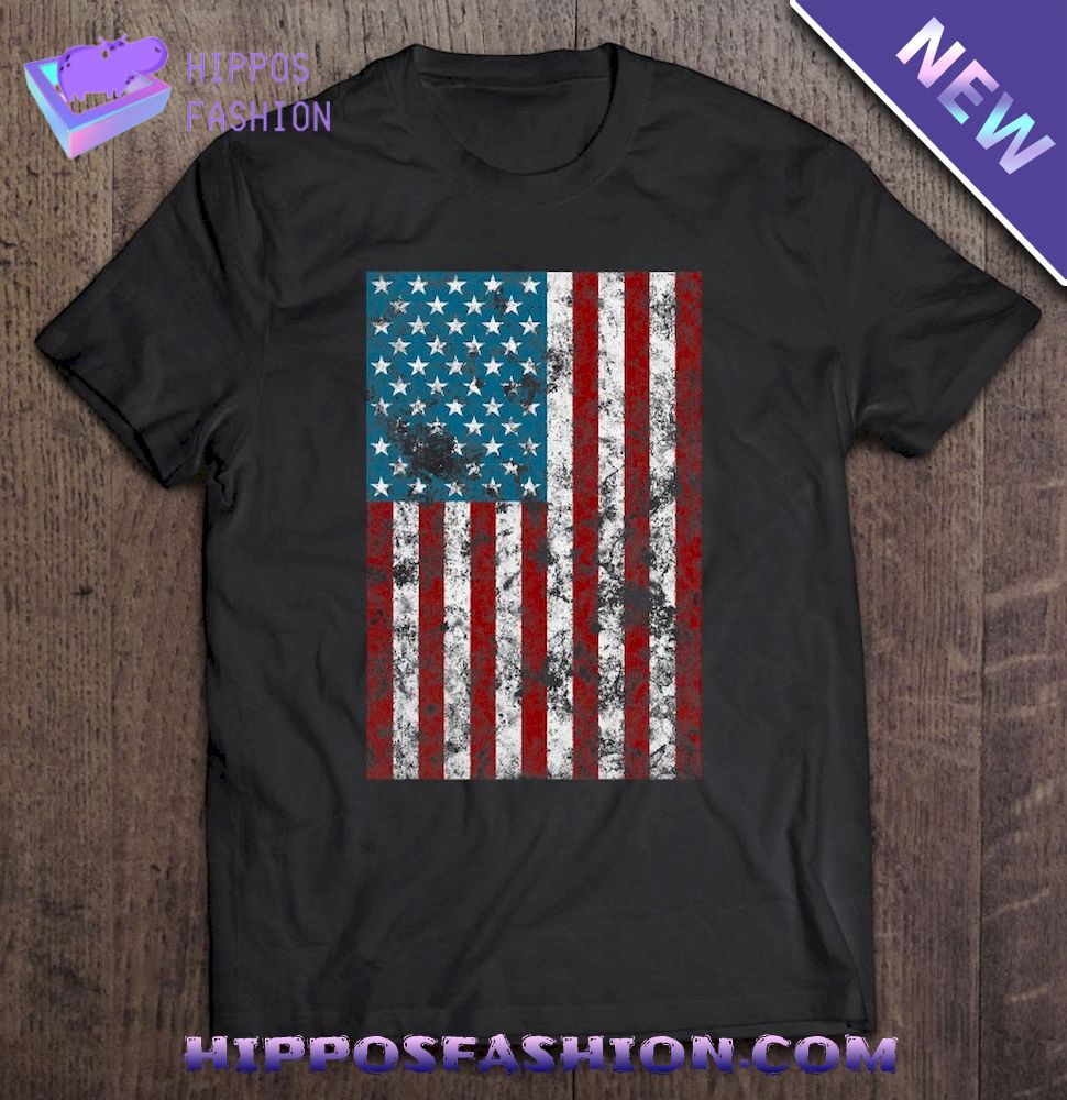 Retro Style 4Th July Usa Patriotic Distressed America Flag Shirt