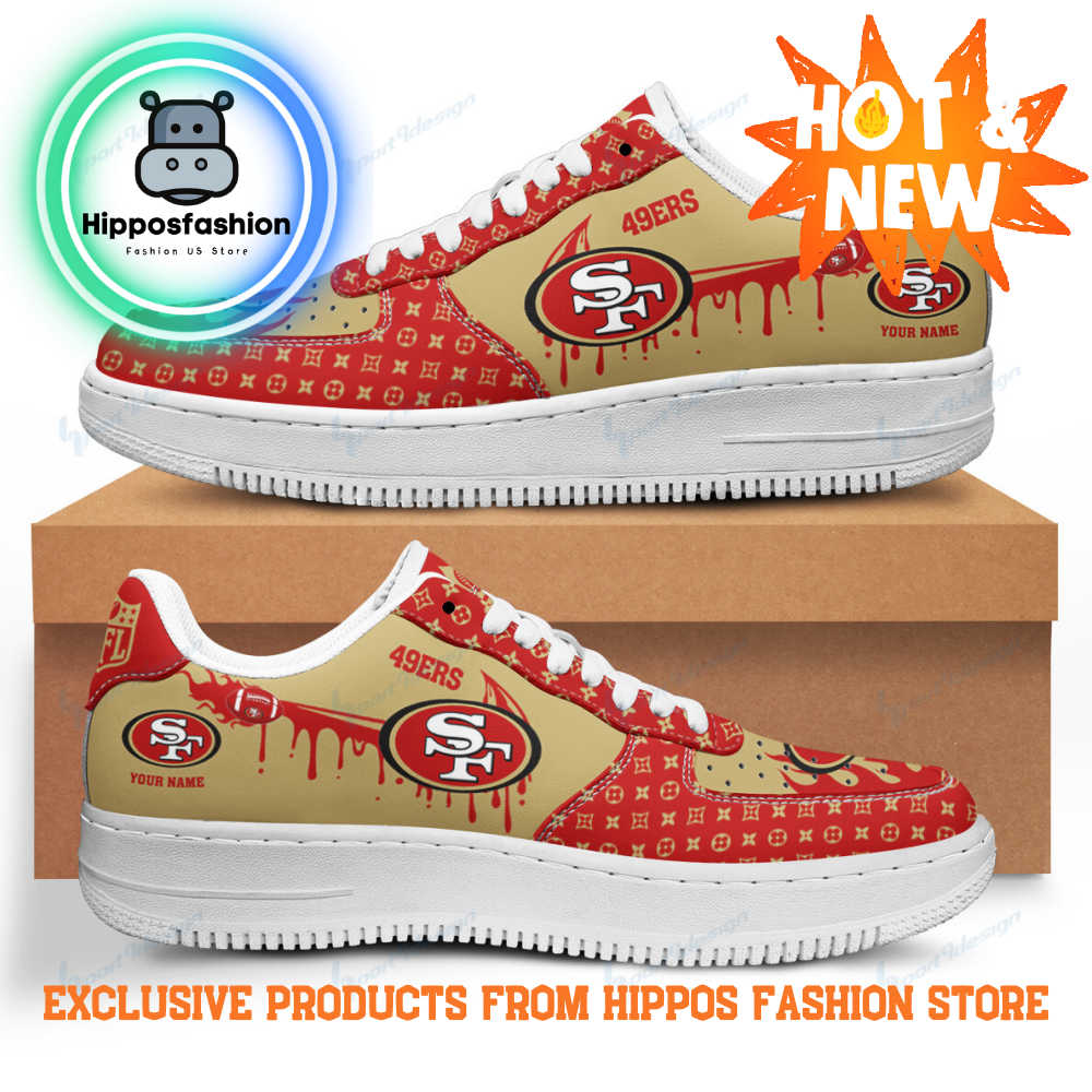 San Francisco 49Ers NFL Red Gold Air Force 1 Sneakers