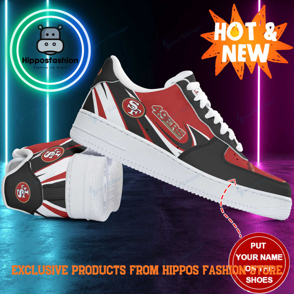 San Francisco 49Ers Red Black Personalized Air Force 1 Sneakers