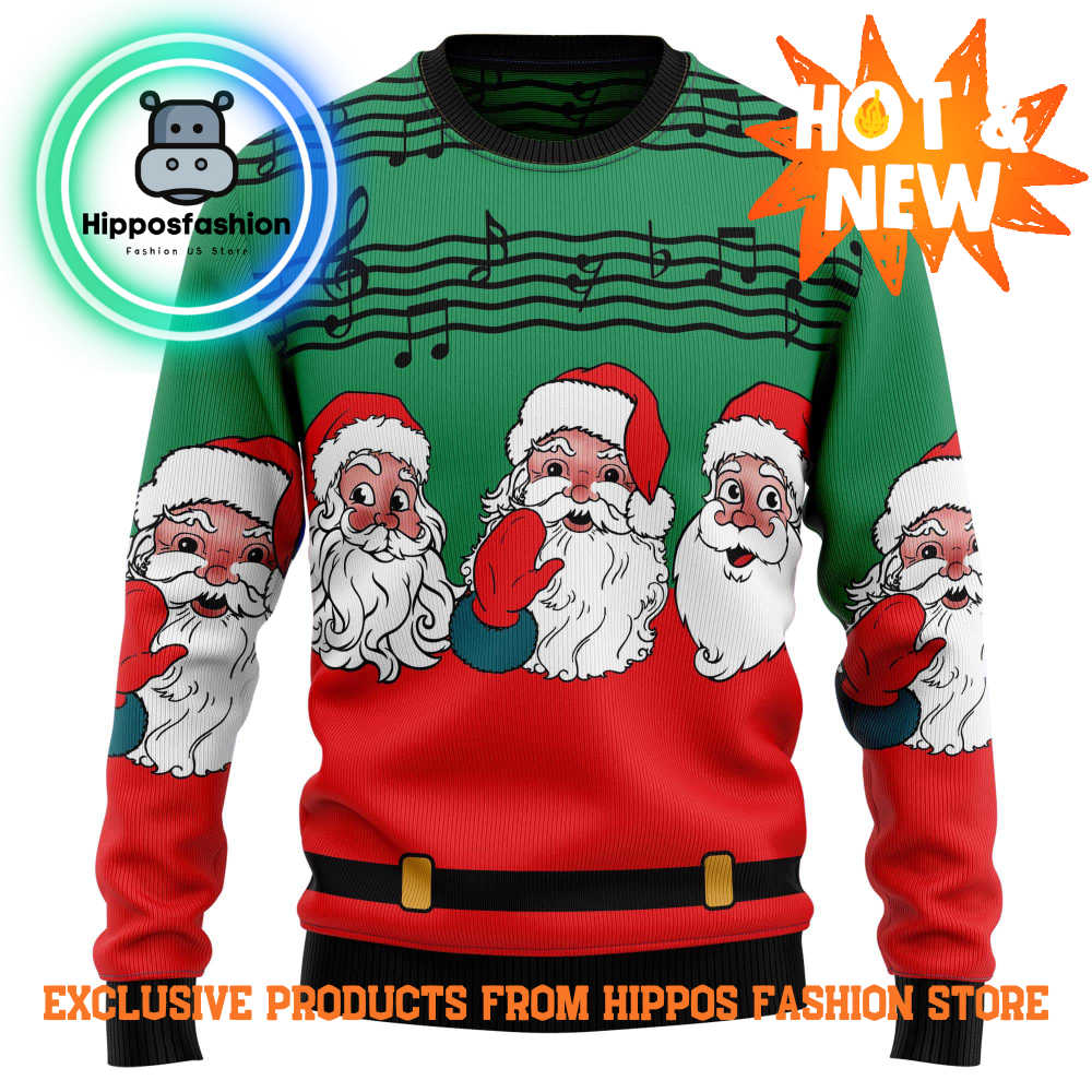 Santa Claus And Music Notes Ugly Christmas Sweater