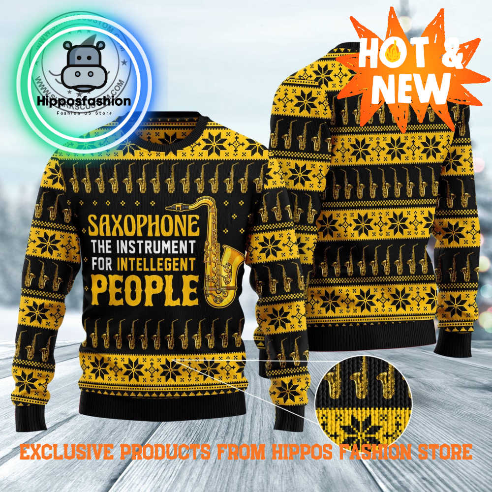 Saxophone The Instrument For Intellegent People Ugly Christmas Sweater aBTTo.jpg
