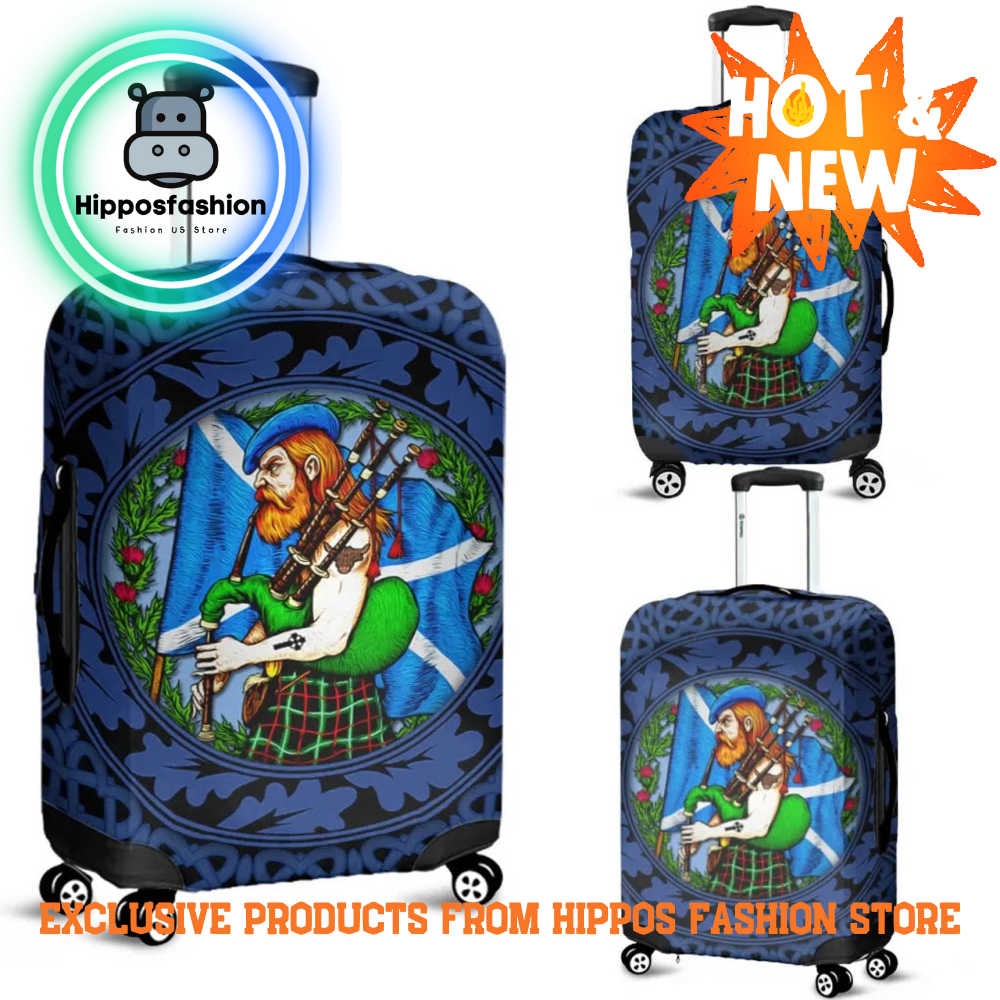 Scotland Highlander Men With Traditional Bagpipes Luggage Cover