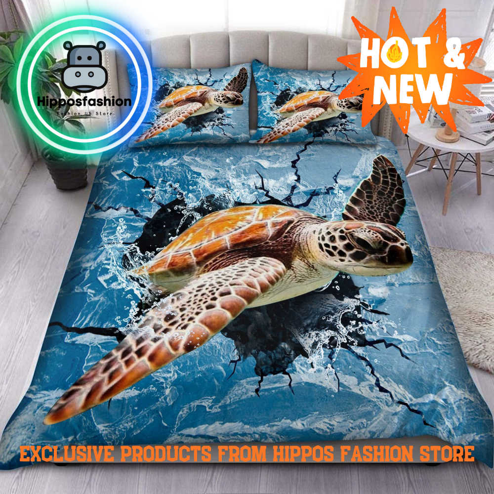 Sea Turtle Cracked All Over Printed Bedding Set