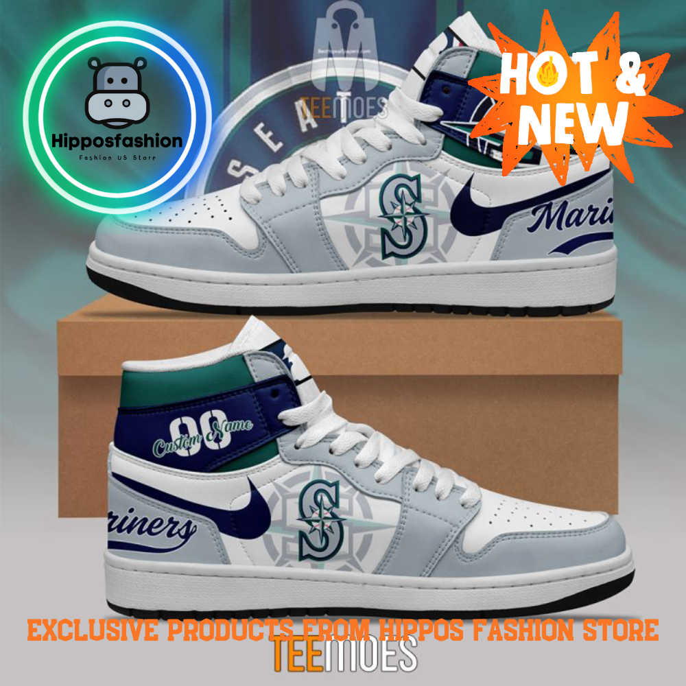 Seattle Mariners MLB Customized Air Jordan Sneakers Shoes wCNwS.jpg