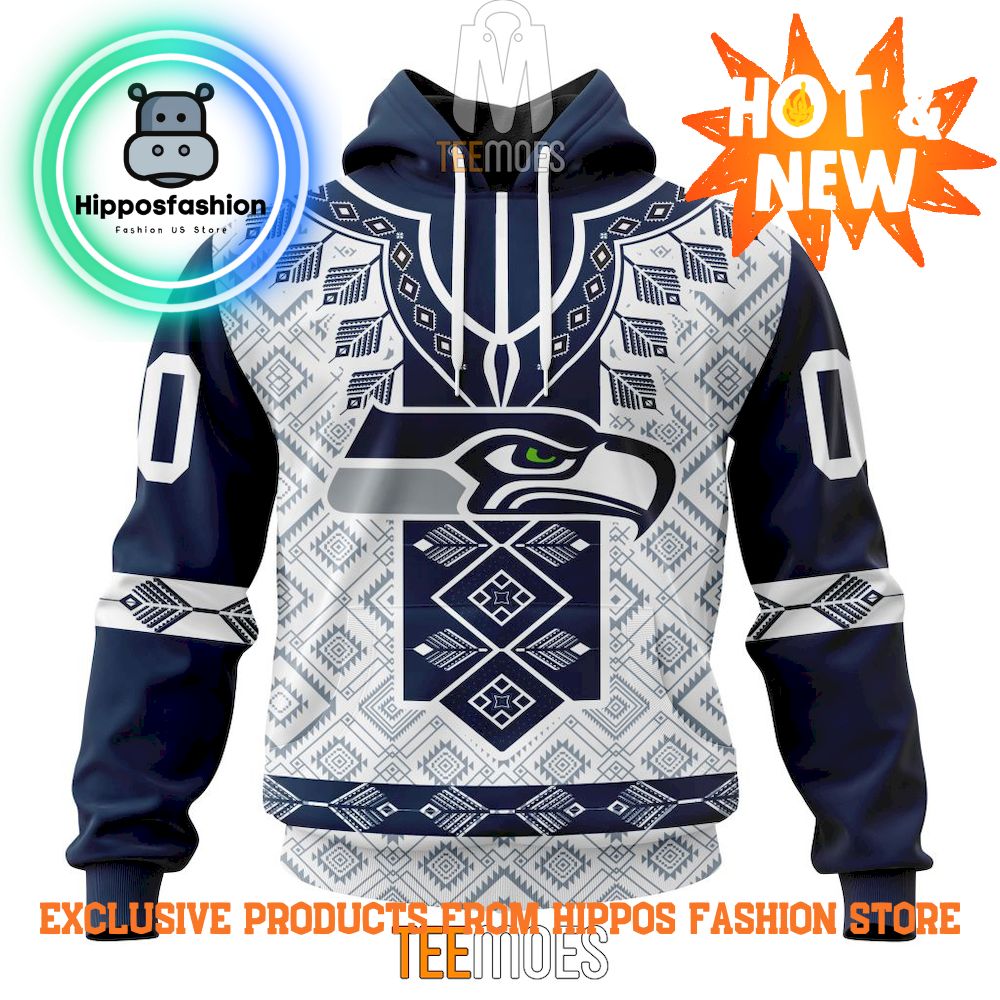 Seattle Seahawks With Native Pattern Design Custom Hoodie