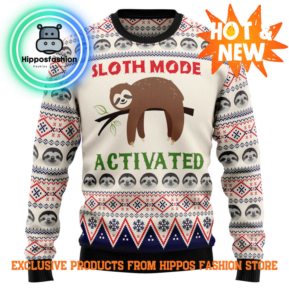 Sloth Mode Activated Ugly Christmas Sweater