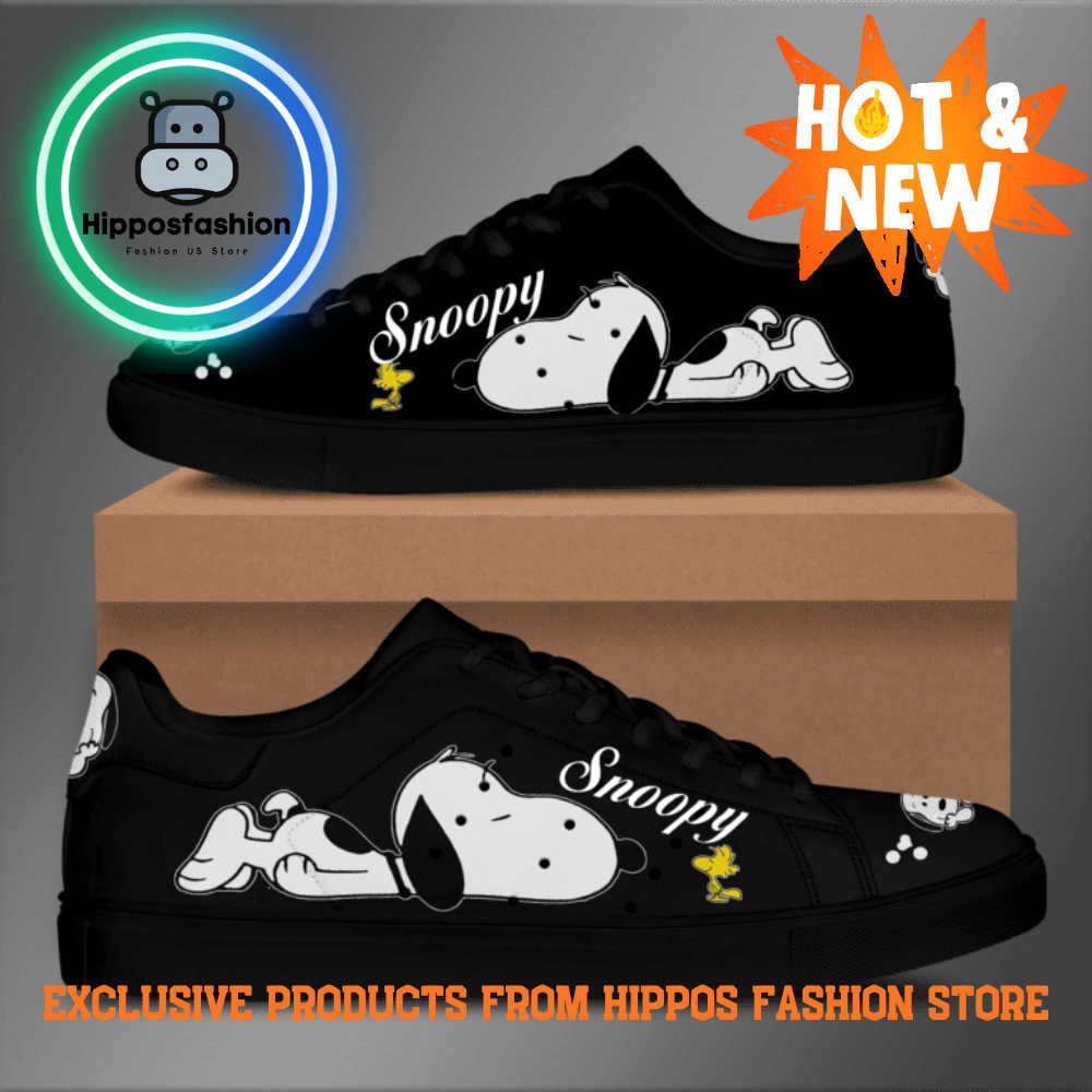 Snoopy Peanuts Black Stan Smith Shoes