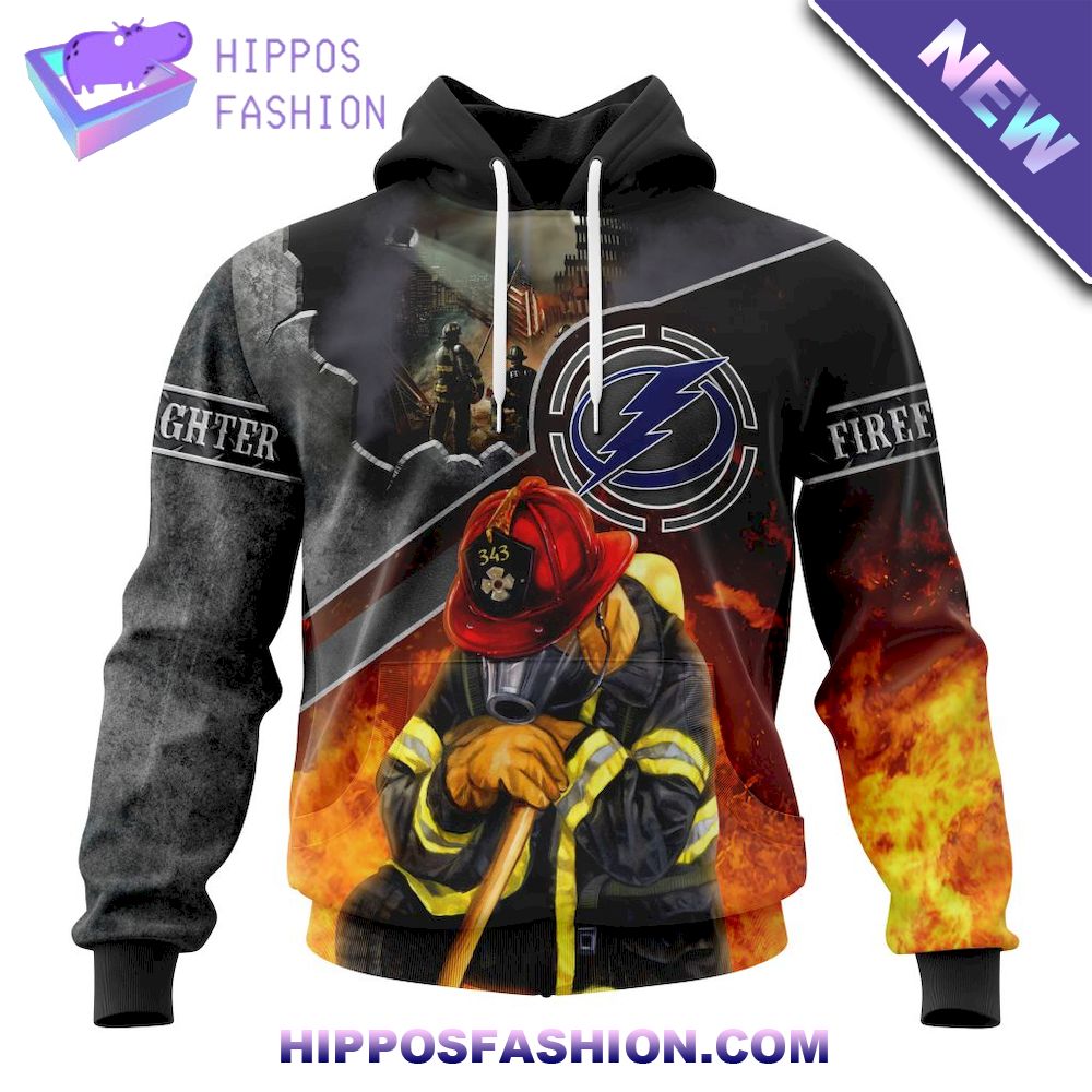 Tampa Bay Lightning NHL Firefighter In Patriot Day Personalized Hoodie