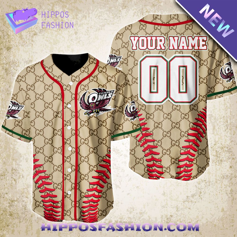Temple Owls Gucci Personalized Baseball Jersey