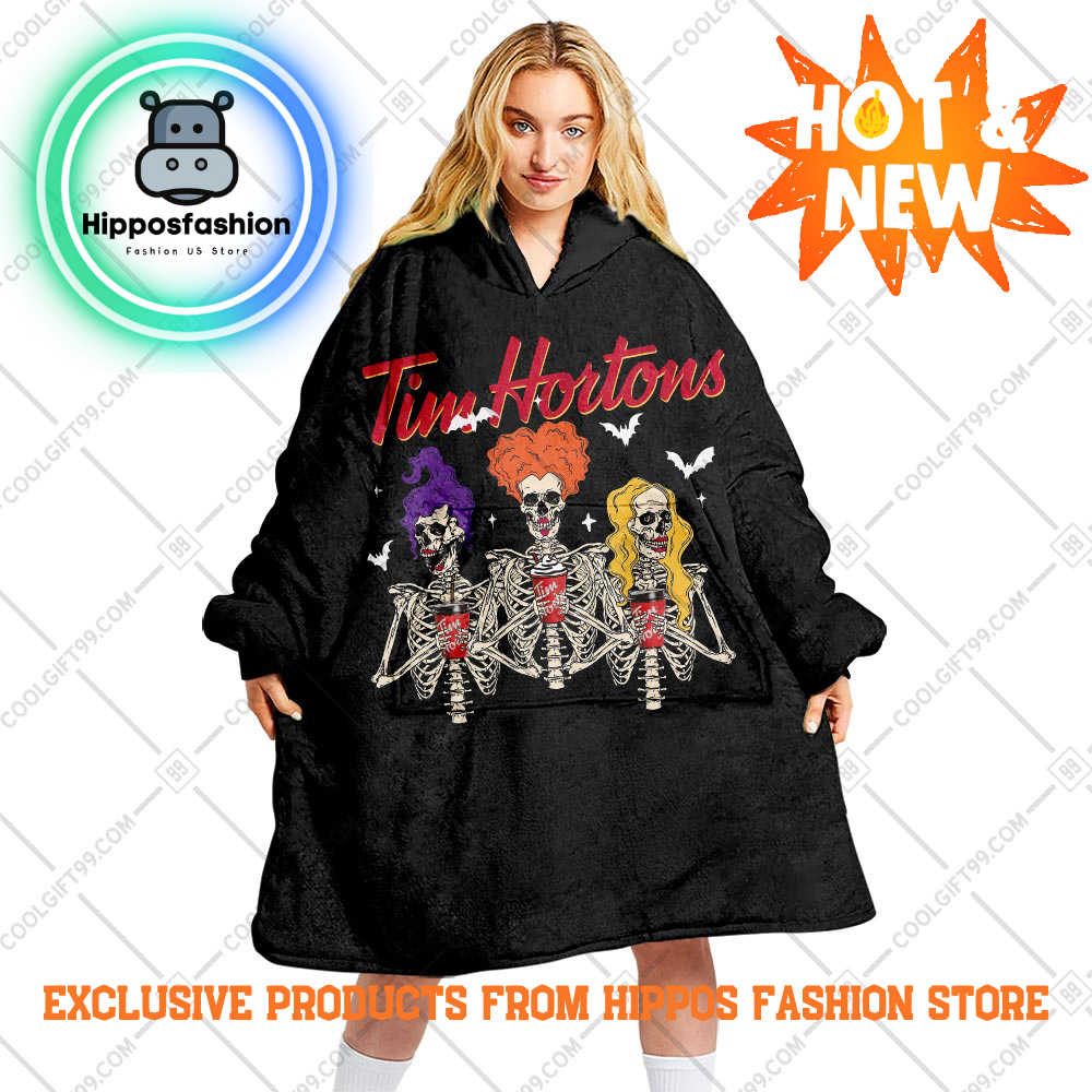 Tim Hortons Hocus Pocus Black Personalized Blanket Hoodie