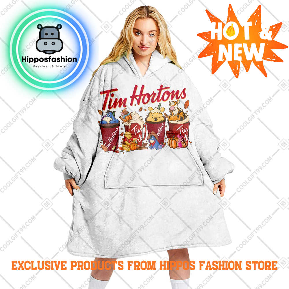 Tim Hortons Pooh And Friends White Personalized Blanket Hoodie