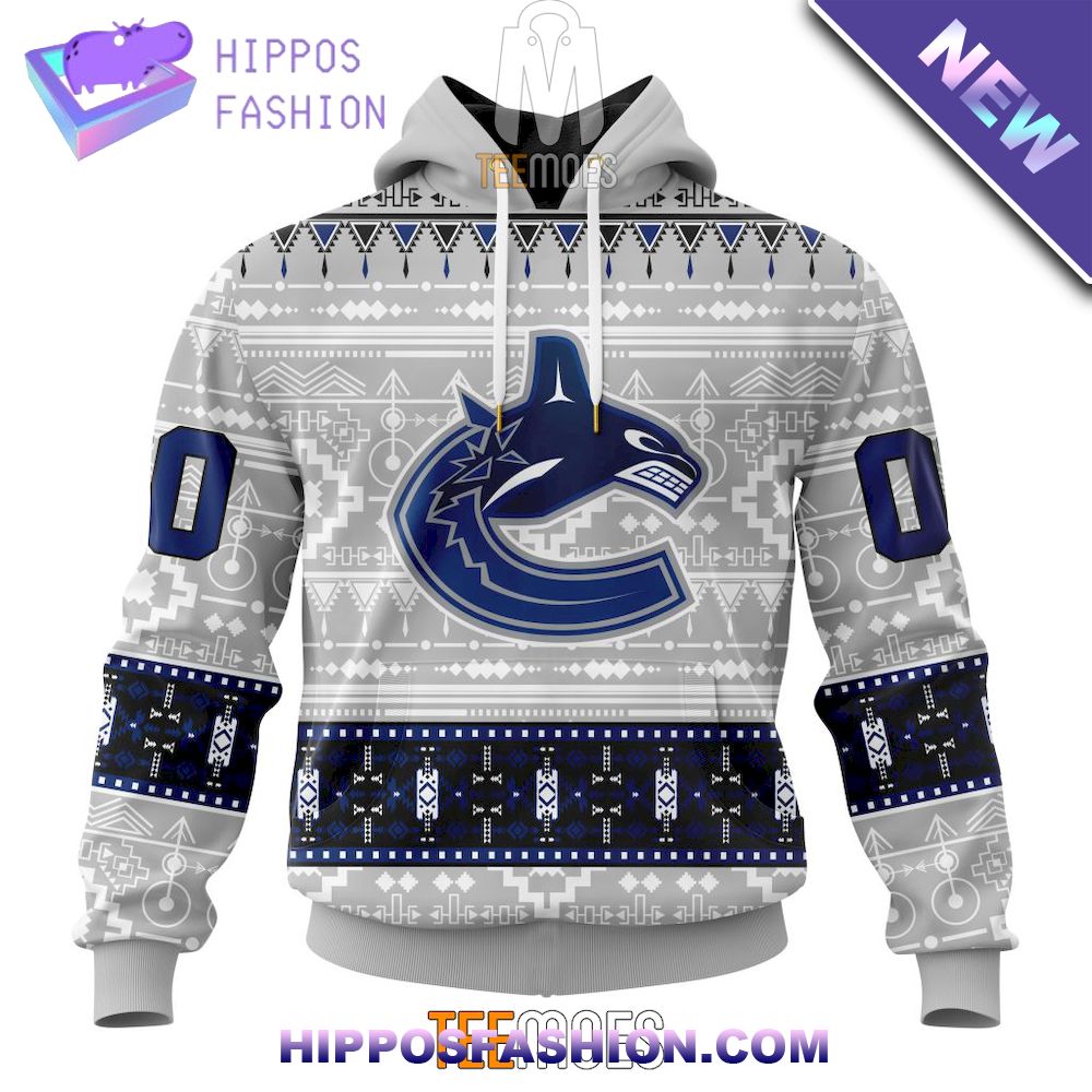 Vancouver Canucks NHL Grey Native Personalized Hoodie