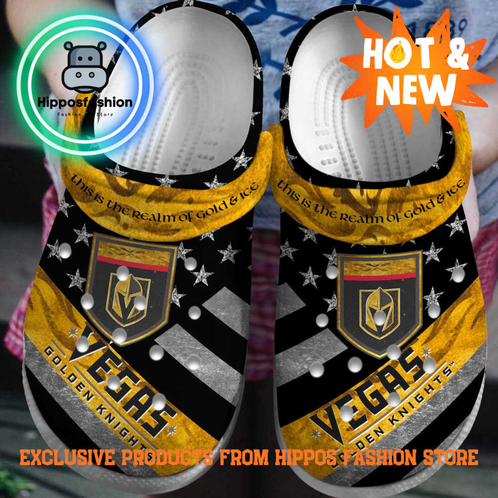 Vegas Golden Knights NHL Gold Ice Crocs Shoes