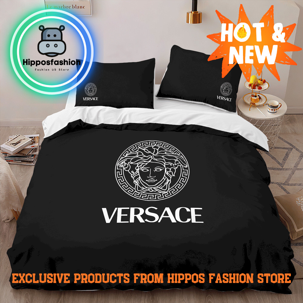 Versace Black Luxury Brand Bedding Set Home Decor