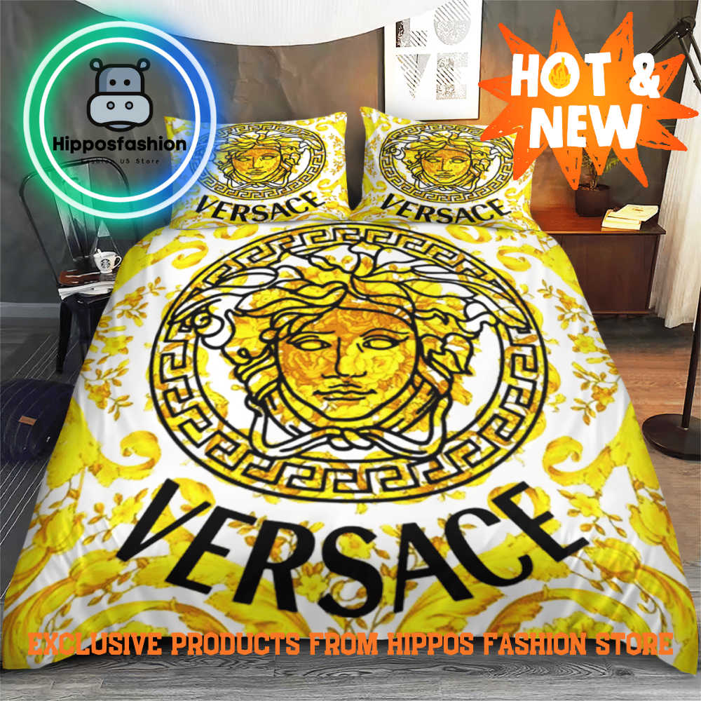 Versace Gold Luxury Brand Bedding Set Home Decor