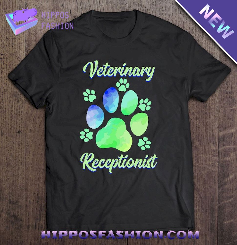 Vet Assistant Design Veterinary Receptionist Dog Paws Shirt