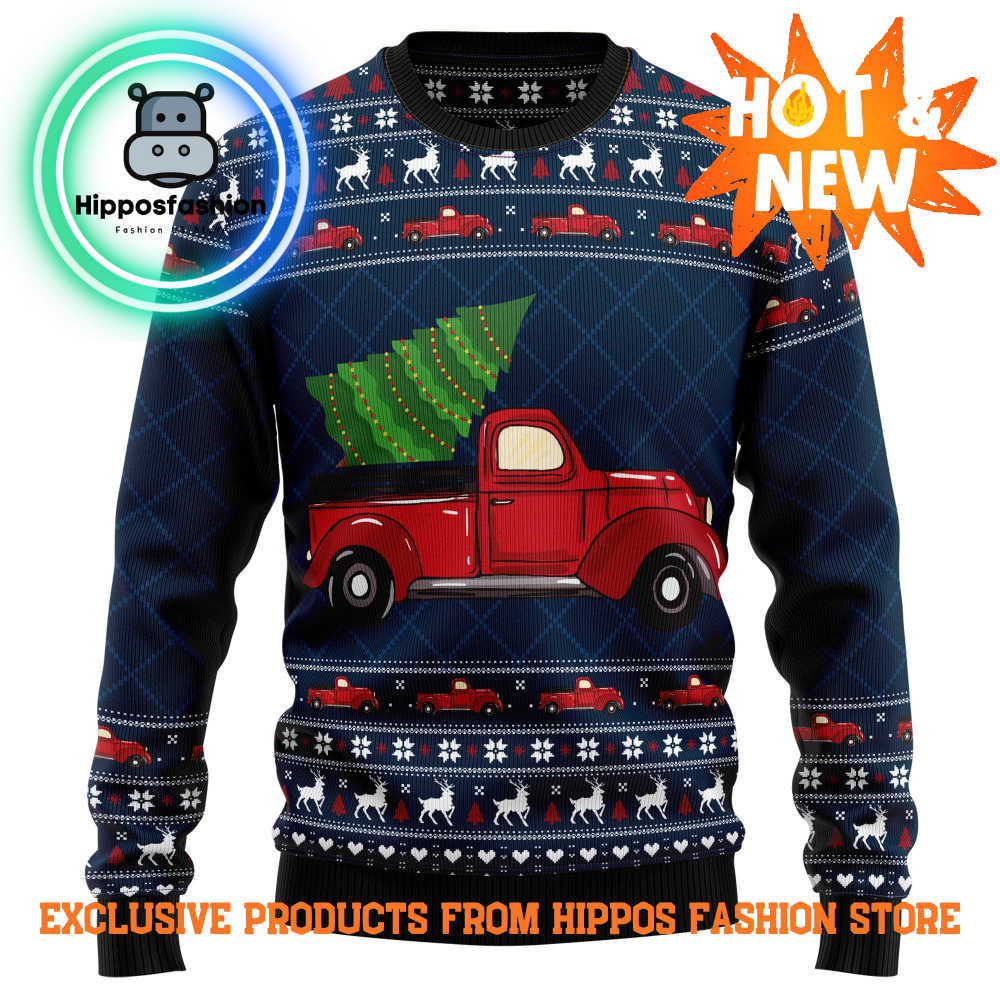 Vintage Red Truck Ugly Christmas Sweater QwdOB.jpg