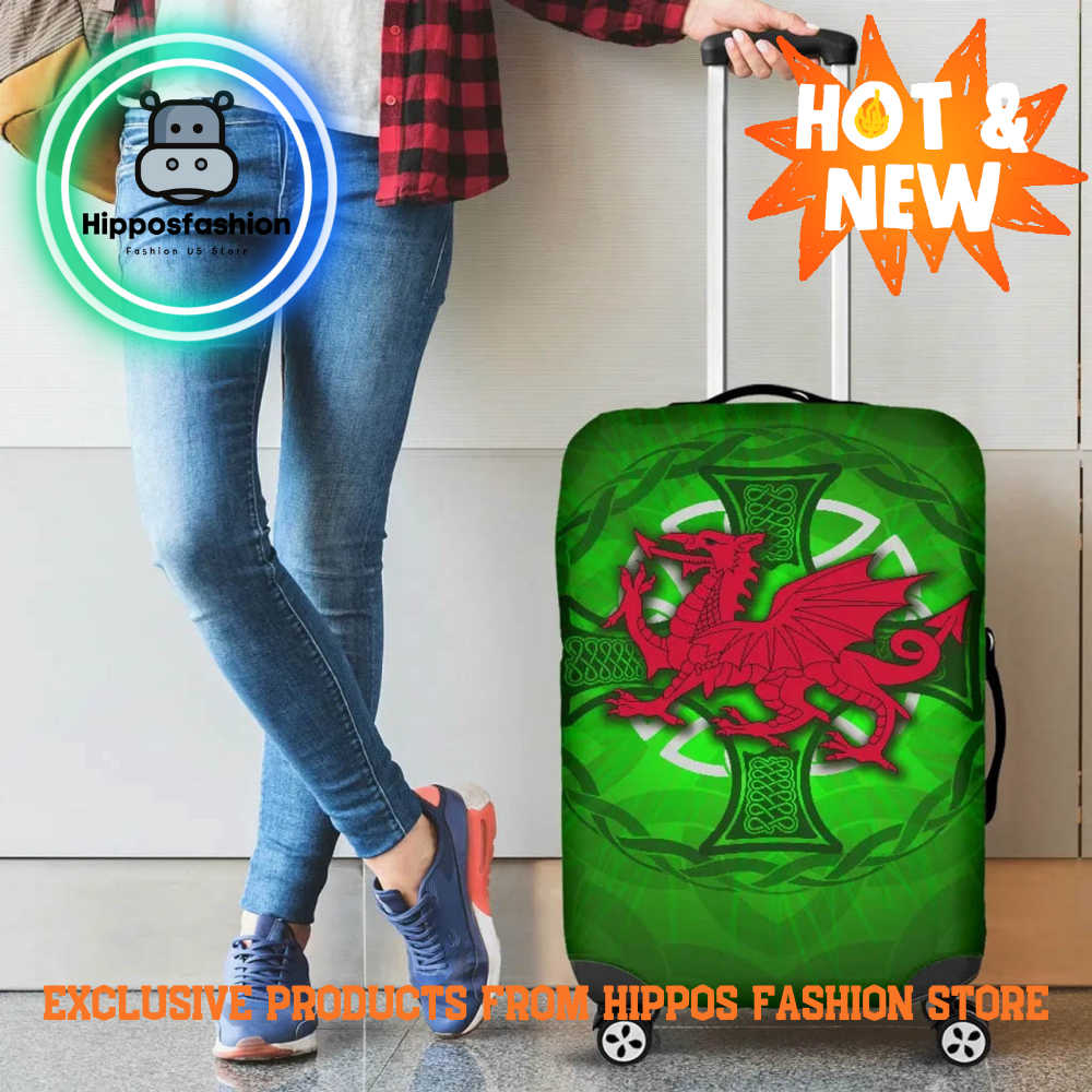 Wales Celtic Dragon With Celtic Cross Luggage Cover