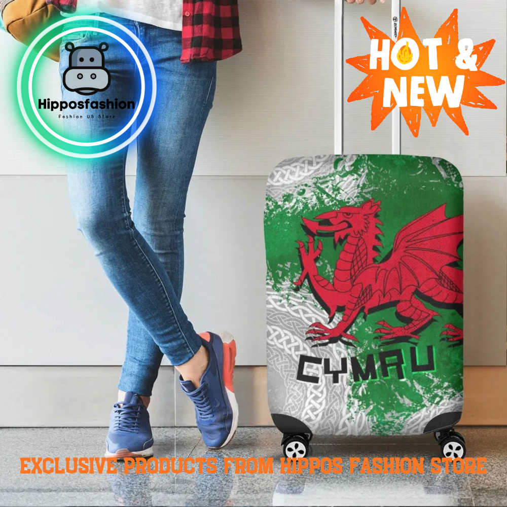 Wales Celtic Grunge Dragon Luggage Cover