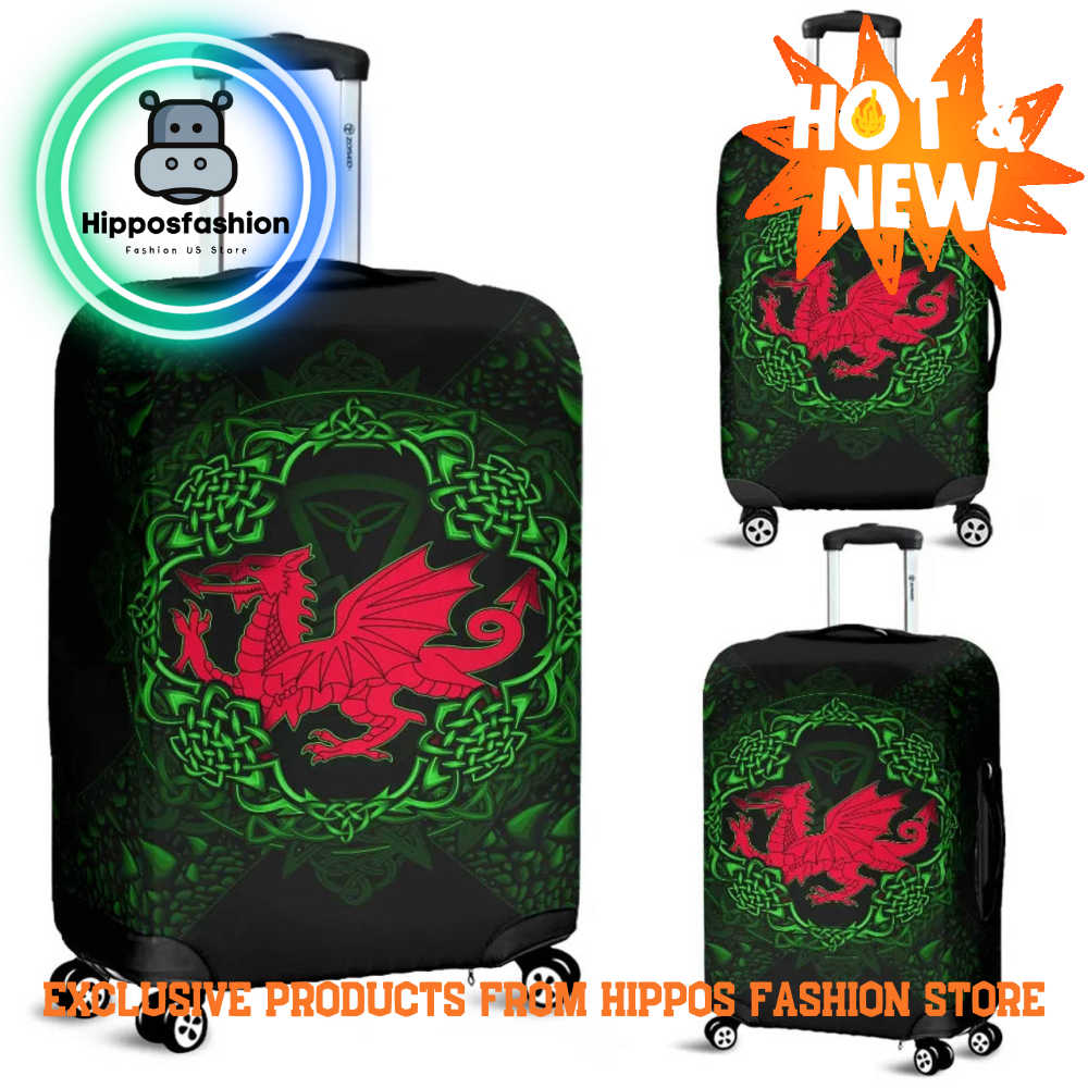 Wales Cymru Dragon With Celtic Knot Luggage Cover BCFEC.jpg