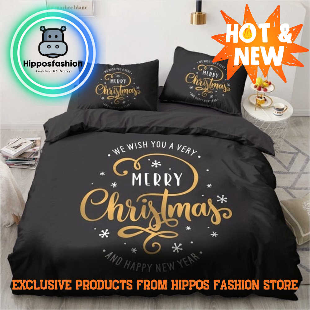 We Wish You A Very Merry Christmas King Queen Bedding Set