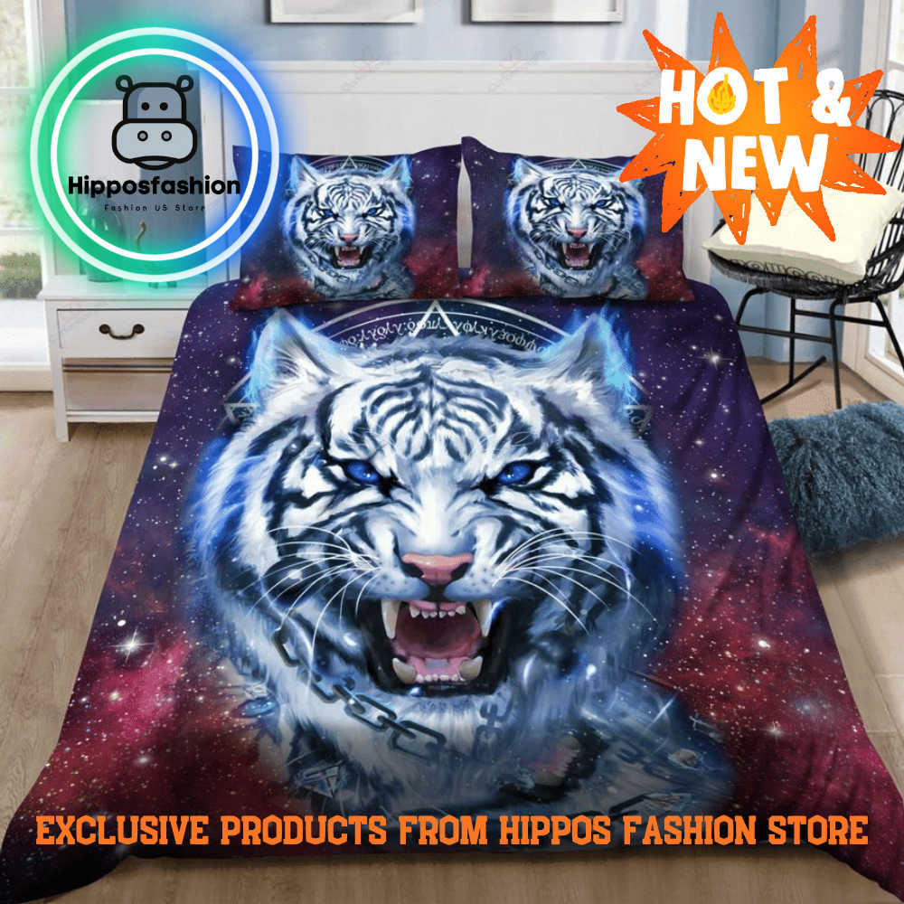 White Tiger Galaxy All Over Printed Bedding Set