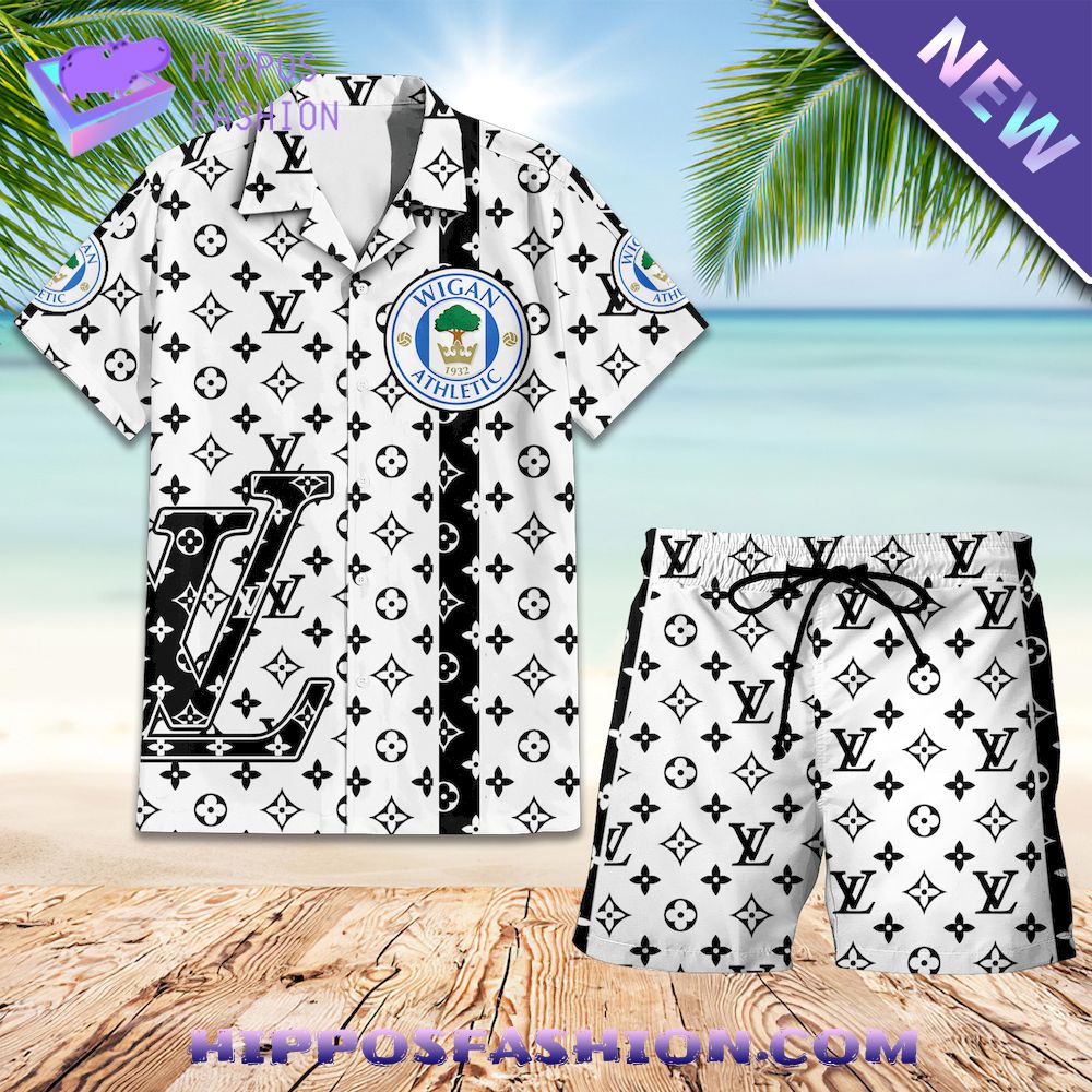 Wigan Athletic Louis Vuitton Hawaiian shirt and shorts